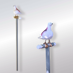 　唐の頃に作られたという雅楽「雅楽採桑老（さいそうろう）」で、百済国の採桑翁が、仙薬を求めて山野を巡る際についていたのが鳩杖です。雅楽は用明天皇の頃に大神公持（おおがのきんもち）により伝えられ、聖徳太子の弟當麻皇子（麻呂子）の計らいで當麻の地（現奈良県葛城市）で舞われていたと伝えられます。そして、老人を守護する鳩杖の霊験も知られるようになり、後には、長寿を賀するための下賜品、贈呈品として尊ばれました。