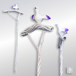 ◆H1130×W340ミリ（鳩飾り含む）◆本体木彫（オリジナルガラス玉埋込）◆鳩 石塑粘土◆着色 アクリル塗料・絵具Liquitex◆販売価格￥18,700