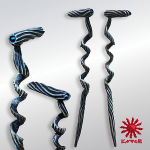 ◆H780×W180ミリ◆本体木彫（オリジナルガラス玉埋込）◆着色 アクリル塗料・絵具Liquitex◆販売価格￥18,700 ※ 非実用ディスプレイ杖